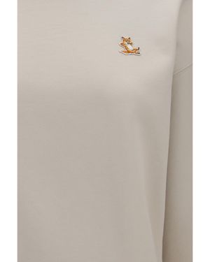 Maison Kitsuné Crewneck Sweatshirt Chillax Fox Comfort Cotton Jumper - Natural