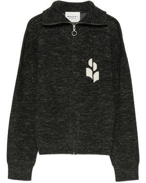 Isabel Marant Logo-Intarsia Zip-Up Cardigan - Black