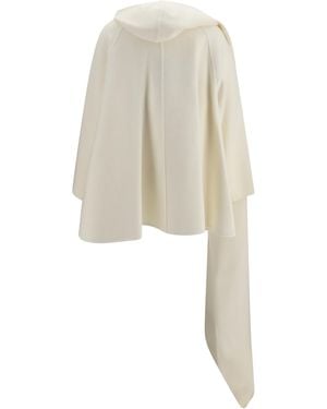 Alaïa Wool Coat With Scarf - White