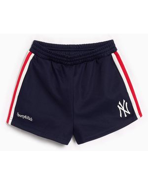 SPORTY&RICH Yankees Serif Roller Short Polyester Cotton Pant - Blue