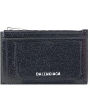 Balenciaga Black Lamb Ovis Aries Aries Wallet - Blue