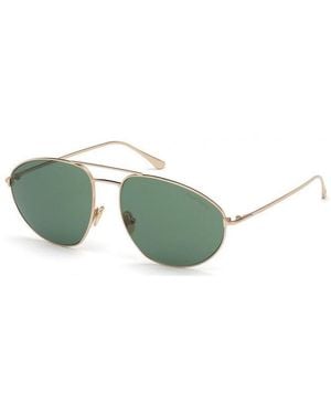 Tom Ford Sunglasses Aviator Full Rim, Shiny Rose Frame And Lens Ft079628N - Green