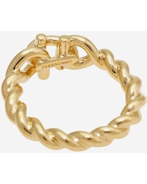 Ferragamo Ring Brass Torchon Hook - Metallic