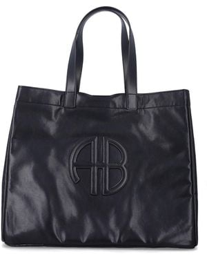 Anine Bing Large Rio Monogram Tote - Black