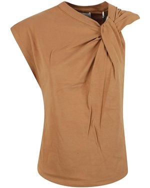 Isabel Marant Nayda Asymmetric Cotton T-Shirt - Brown