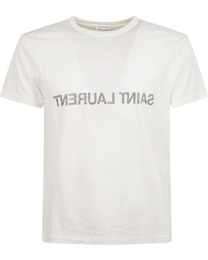 Saint Laurent Cotton T-Shirt With Reversed Logo Print - White