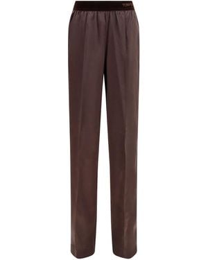 Tom Ford Stretch Silk Satin Trousers - Brown