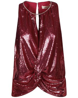 Dahlo Sequin Cropped Top - Red