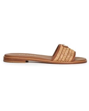 Prada Slide Sandals Leather Calf - Natural