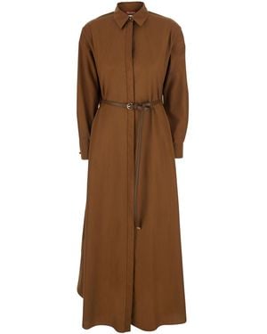 Max Mara Long Dress Lecito Cotton - Brown