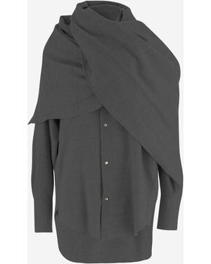 DARKPARK Wool Shirt With Matching Shawl - Gray
