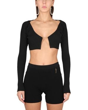 Jacquemus Le Maille Pralù Top Viscose Sweaters - Black
