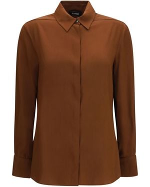 Ella Silk Shirt With Back Gathering Silk; Elastane - Brown
