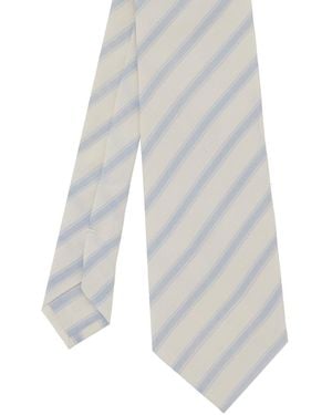 Saint Laurent Bow Tie Silk Stripe Ties - White