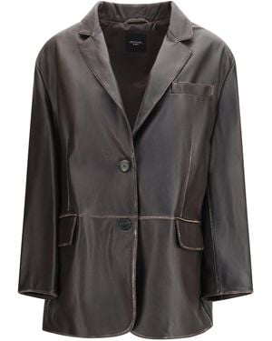 Weekend by Maxmara Pila Single-Breasted Leather Jacket - Black