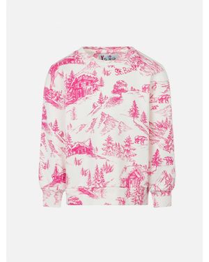 MC2 Saint Barth Girl Crewneck Sweatshirt With Toile De Jouy Print - Pink