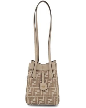 Fendi Origami Ff Jacquard Mini Shoulder Bag - Natural