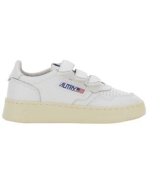 Autry Kidstripes Low Top Sneakers With Logo Patch Cow Leather Sneakers - White