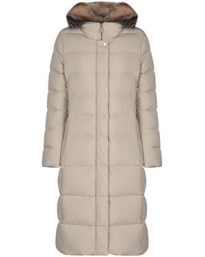 Moorer Zagara Long Hooded Down Jacket - Natural