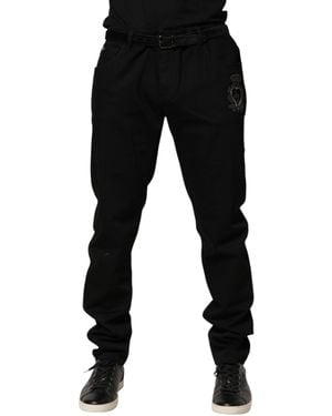 Dolce & Gabbana Sacred Heart Skinny Denim Jeans Cotton Elastane Clothing - Black