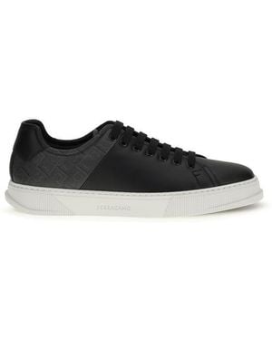 Ferragamo Calf Leather Bos Taurus Low Top Sneakers - Black