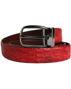 Dolce & Gabbana Exotic Leather Metal Buckle Belt Caiman - Red