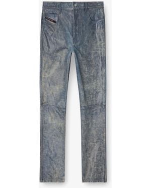 DIESEL P-Vyll-Qmbw Leather Trousers - Blue