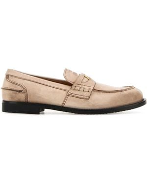 Miu Miu Sand Leather Loafers - White