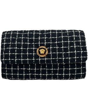 Versace Wallet On A Chain Fabric Black Crossbody Bag