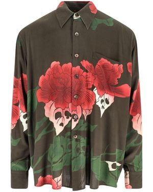 Our Legacy Loose-Fit Long-Sleeve Shirt With Bold Floral Pattern - Green