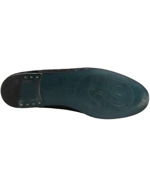 Dolce & Gabbana Jacquard Leather Slip On Loafers Shoes - Green