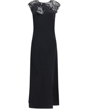 Ferragamo Silk Dress With Lace - Black