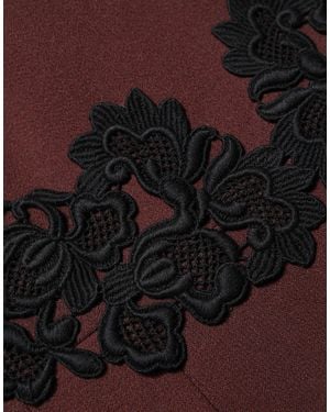 Dolce & Gabbana Lace Sleeveless Knee Length Dress And Virgin Wool Cotton Elastane - Purple