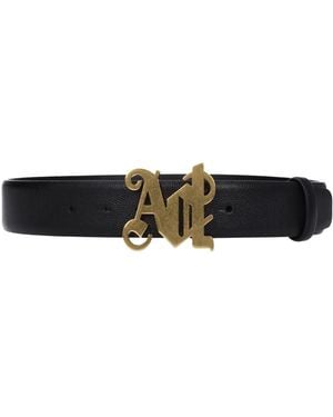 Palm Angels Logo Buckle Leather Belt - Black