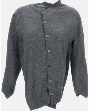 Junya Watanabe Deconstructed Crew Neck Wool Cardigan - Grey