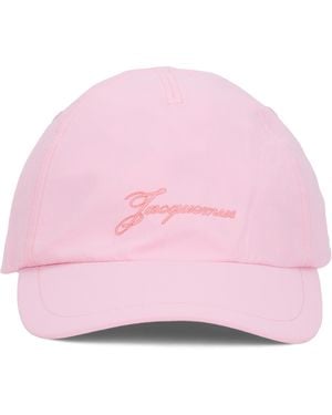 Jacquemus Cap Embroidered Logo Polyester Hat - Pink
