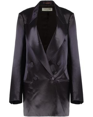 Dries Van Noten Jacket Satin Double-Breasted Viscose Blazers - Black