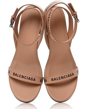 Balenciaga Logo Block Heel Sandal - Brown