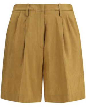 forte_forte Slubbed Linen And Viscose Bermuda Shorts With Hook Zip Closure Linen - Natural