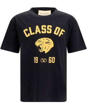 Valentino Panther Print Cotton T-Shirt T-Shirts - Black
