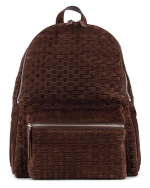 Orciani Suede Backpack With Woven Pattern - Brown
