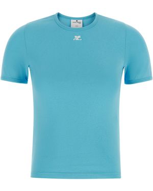 Courreges 'Signature Contrast' T-Shirt - Blue