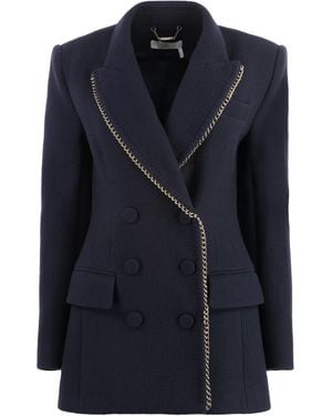 Chloé Double-Breasted Virgin Wool Jacket - Blue