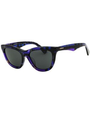 Burberry Sunglasses Cat Eye Full Rim, Check Frame And Dark Lens Be4435F411387 - Blue