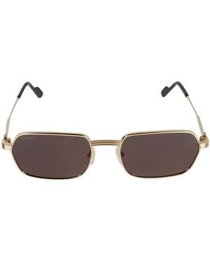 Cartier Rectangle Curved Sunglasses - Brown