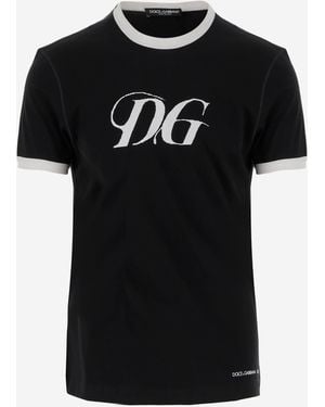 Dolce & Gabbana Cotton T-Shirt With Logo - Black