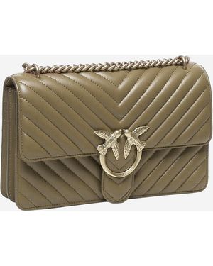 Pinko Shoulder Bag Love One Classic Leather - Green