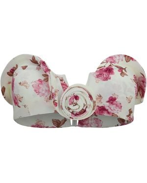 Magda Butrym Sculptural Floral-Print Bandeau Swim Top Polyamide; Elastane Swimwear - Pink