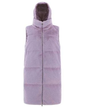 Herno Faux Fur Sleeveles Coat - Purple
