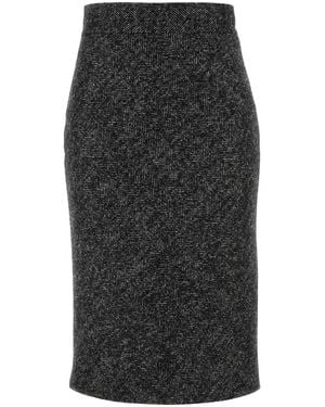 Dolce & Gabbana Embroidered Wool Blend Skirt - Black